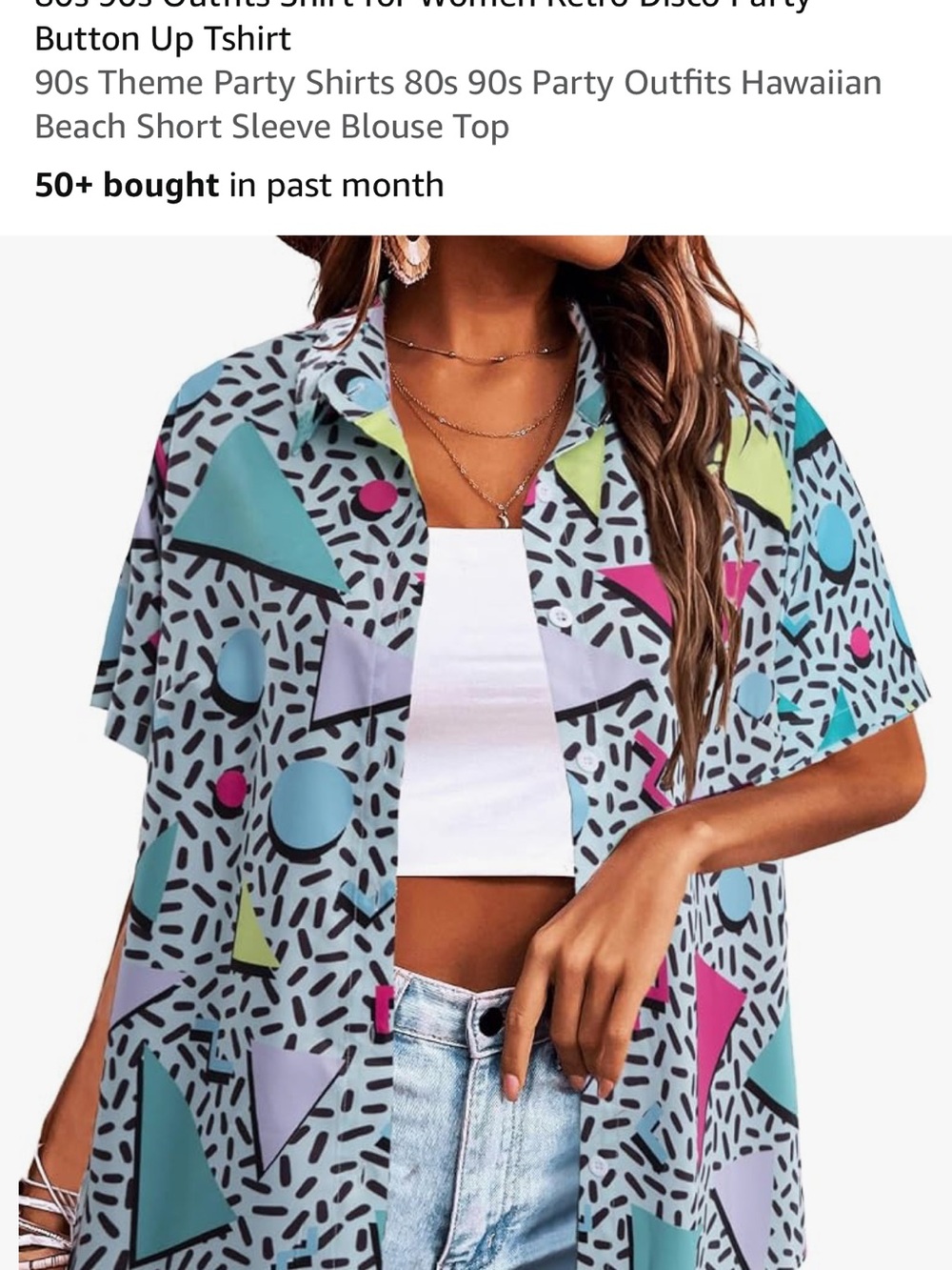 Women’s Retro Geometric Button-Down Shirt in Multicolor